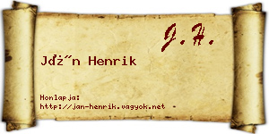 Ján Henrik névjegykártya