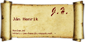 Ján Henrik névjegykártya